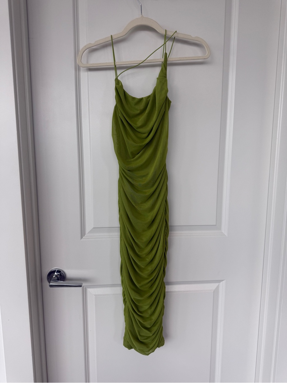 Green Draped Slip Dress with Cowl Neck